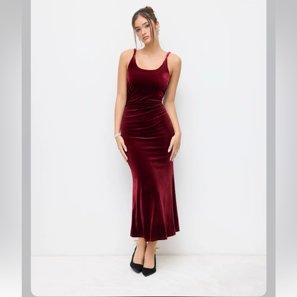 Cider VELVET SCOOP NECKLINE RUCHED MAXI DRESS XL CC4-17